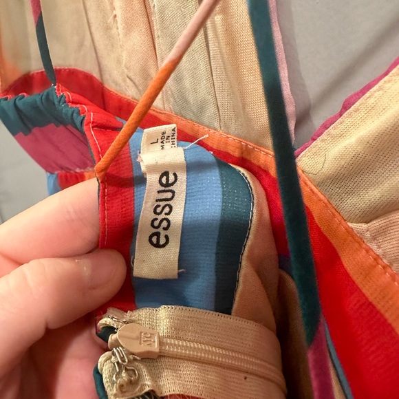 Essue Striped Colorful Midi Dress Strappy Size L - Picture 3 of 4